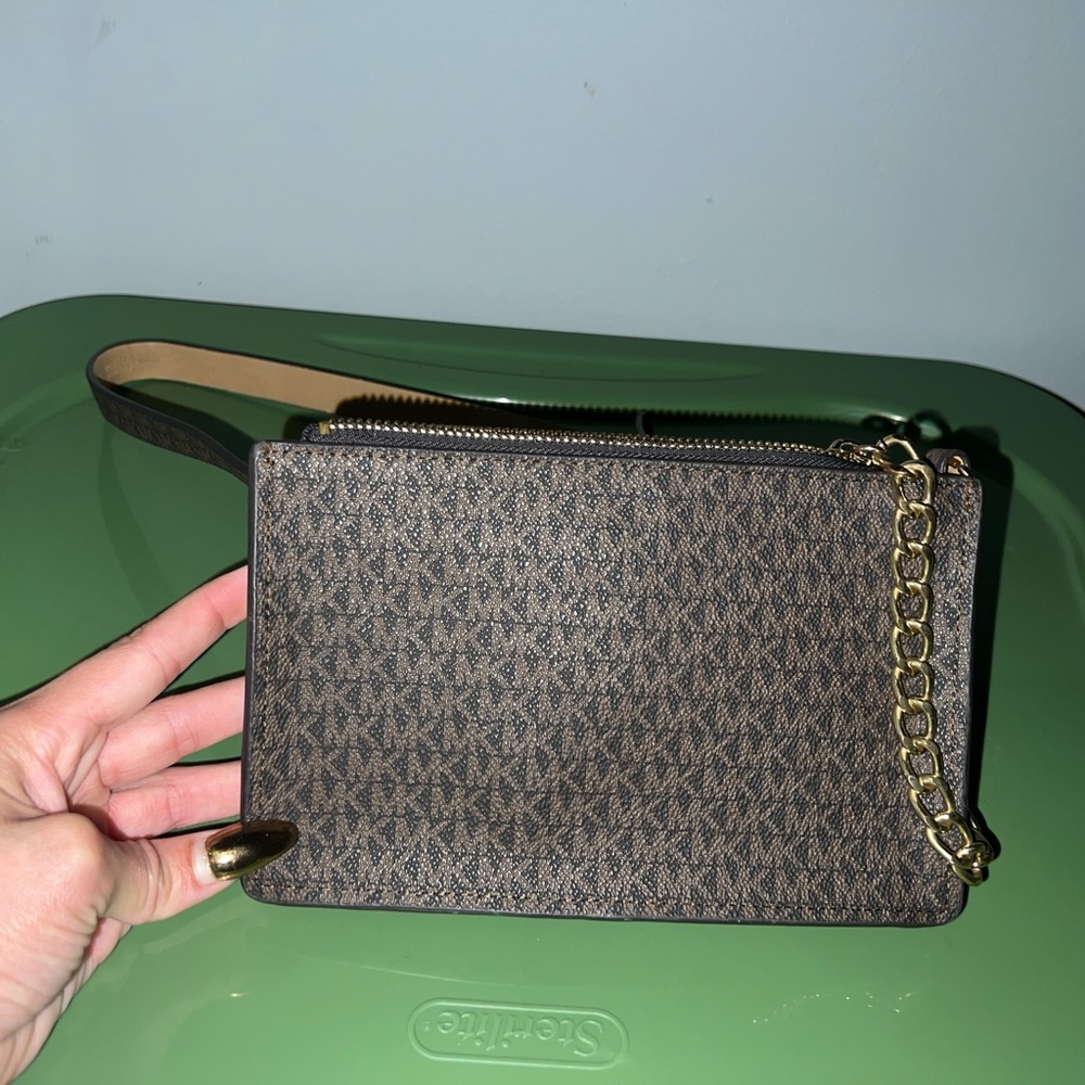 MICHAEL KORS Fanny pack Brown Monogram with Gold Chain